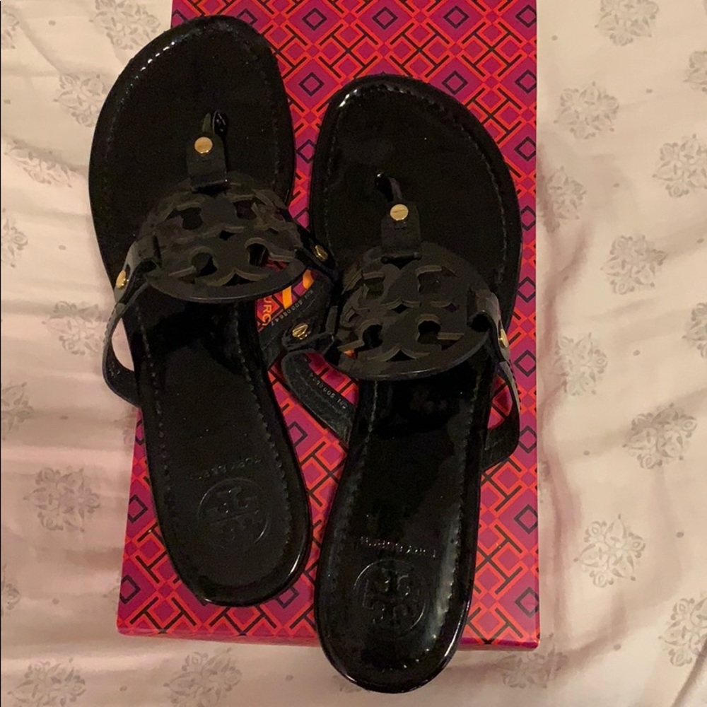 Tory Burch Miller Sandals, Black, Size 10